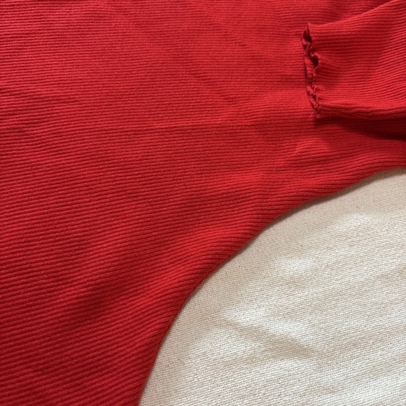 Lauren Ralph Lauren‎ Dolman-Sleeve Red Ribbed Sweater SzL Preppy Luxury - Picture 3 of 8